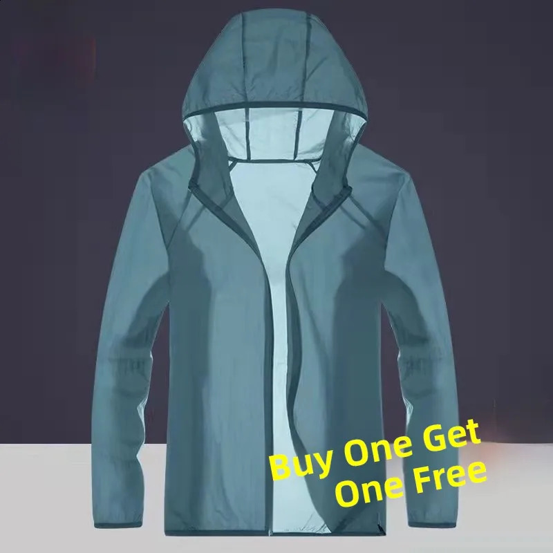 Unisex Summer Loose Ice Silk Thin Air Conditioning Long Sleeve Hooded Zipper Outdoor Sun Protection Fashionable Trendy Jacket 260609