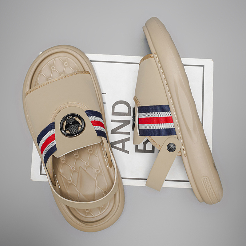 2026 Designer Men's Summer Outdoor Non-slip Leather Sandals For Luxury Work, Casual Sports, Soft-soled Beach Slippers, Non-slip And Wear-resist