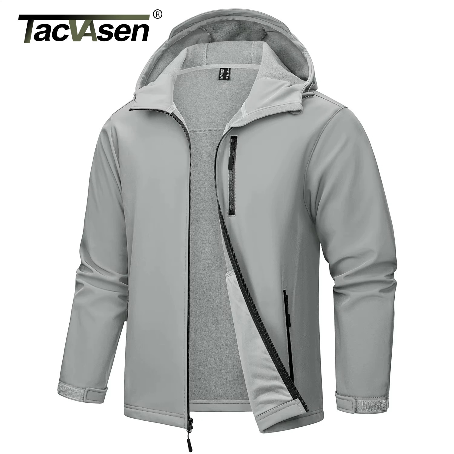 TACVASEN Hooded Softshell Jacket Mens Waterproof Rain Jacket Fleece Lined Work Jacket Outdoor Trekking Hiking Windbreaker Male 260608