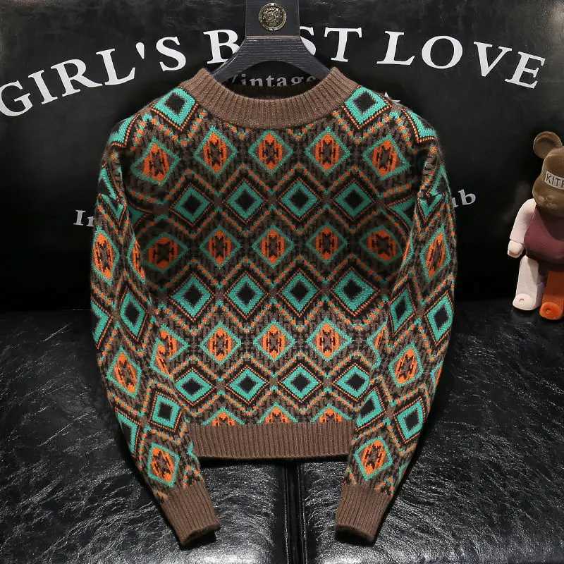 Sweater 2023 Winter Vintage Mens New Streetwear Knitted Sweaters Casual O-Neck Male Warm Pullover Fashion Men Clothes B61 X260609
