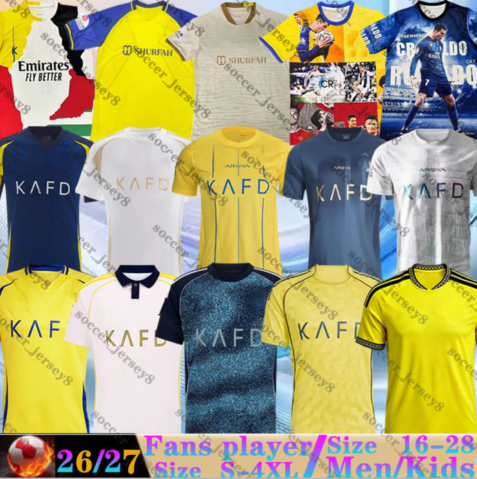 23 24 25 26 27 Al Nassr FC soccer Jerseys Ronaldo Home away 3rd Mane CR7 Gonzalo Martinez Talisca FANS player version men kids kit YAHYA 2026 202-image-891811028