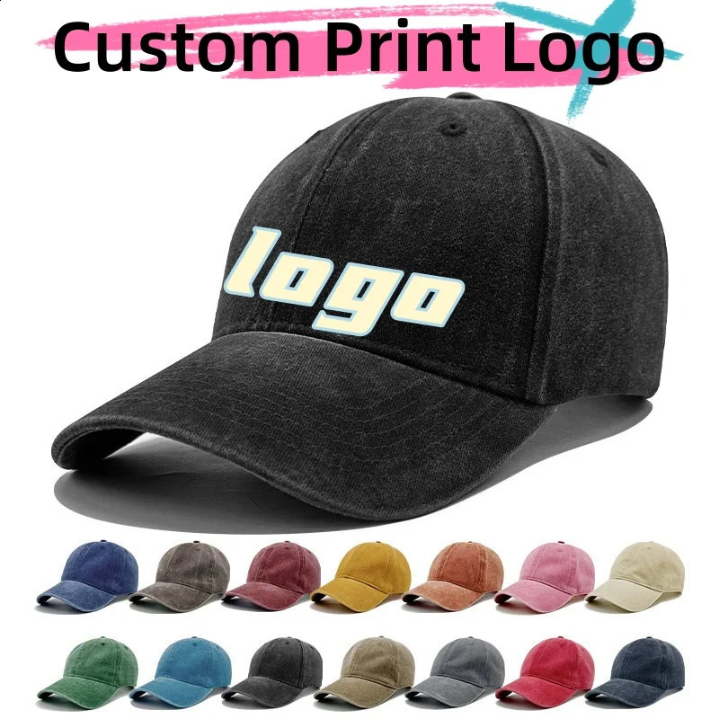 Customized Printed Vintage Distressed Washed Cotton Baseball Hat Cotton Cap Hip Hop Soft Top Solid Color Hat 260608