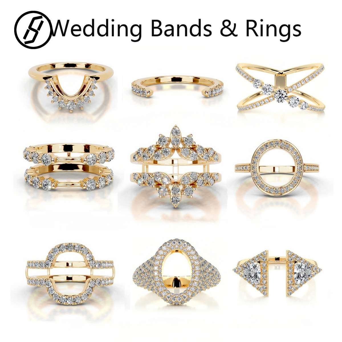 Women's 2026 Premium S925 Sterling Silver 18K Gold Plated Moissanite Inlaid Wedding Band Ring Gift For Girls Party Date Original Jewelry Design