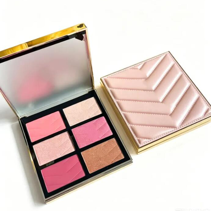 Beauty 6-Color Christmas Limited Eye shadow & Blush Palette Golden Oasis Matte Shimmer Makeup Blusher with Mirror Multi-Use Makeup Palette High P-image-1077089142