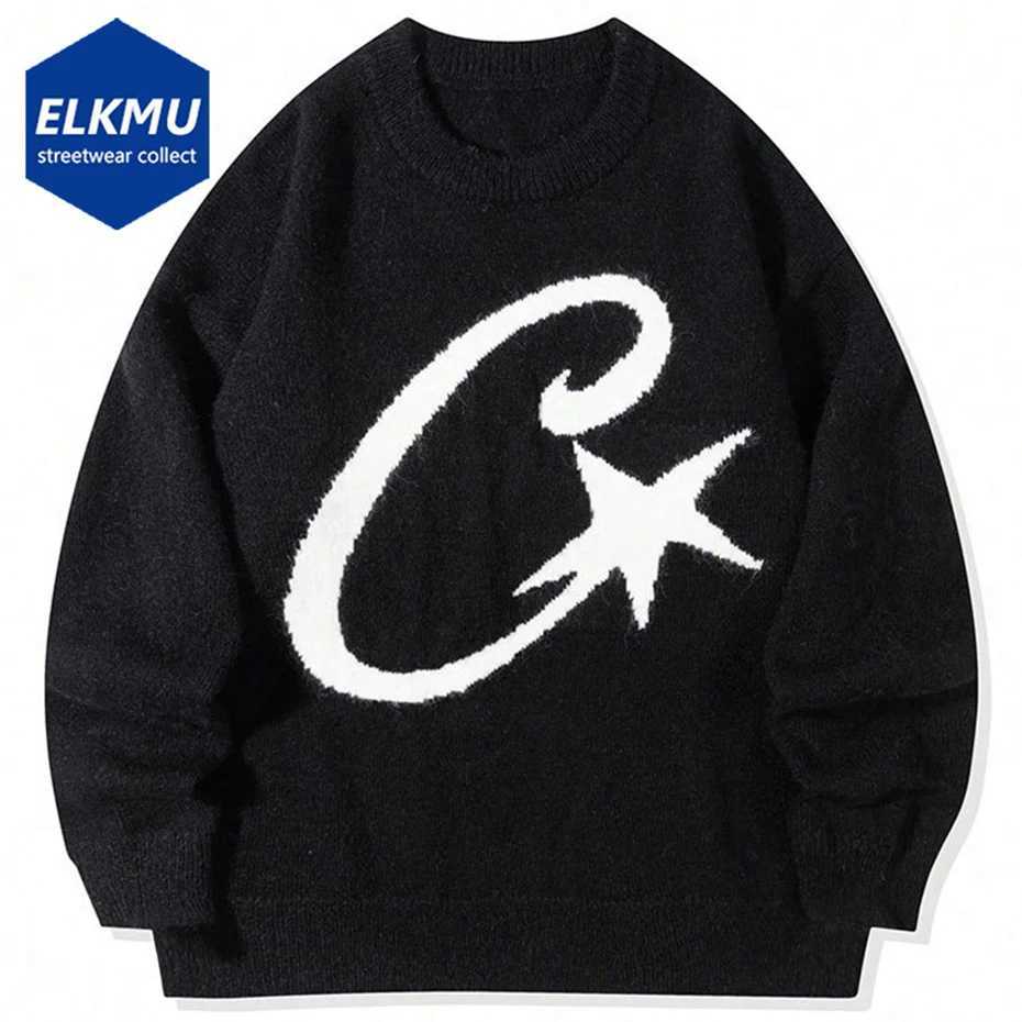 Mens Y2K Sweaters Star Graphic Knitted Sweaters Strtwear Harajuku Hip Hop Oversized Sweaters Knitwear Q260609