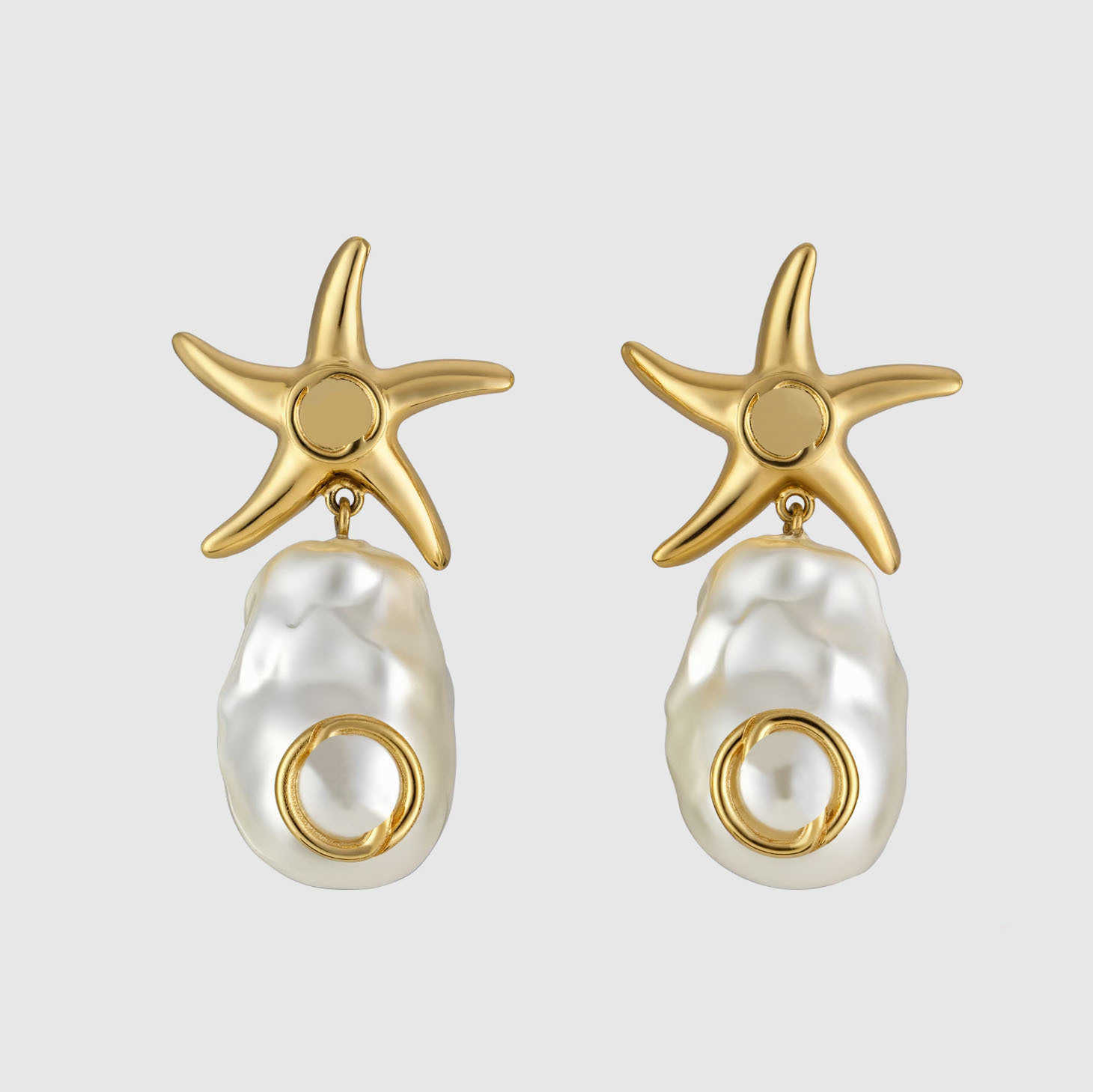 Designer Luxury Starfish Baroque Pearl Drop Earrings Gold Plated Fashion Jewelry for Women 060926