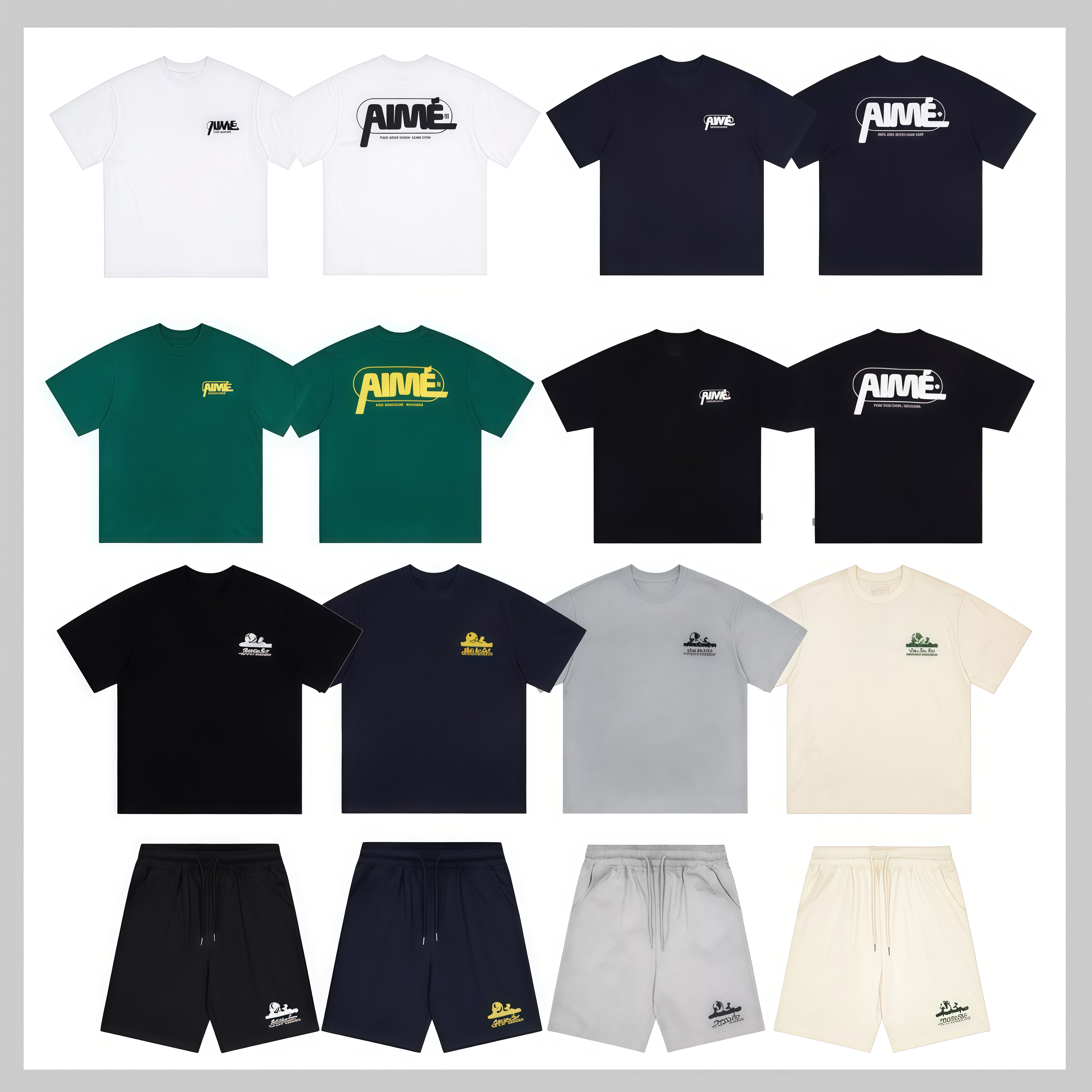 aimelshirt T-shirt short pantalon T-shirt d'été en maille respirante Style ajusté sportif décontracté Col en V et manches courtes American Brand