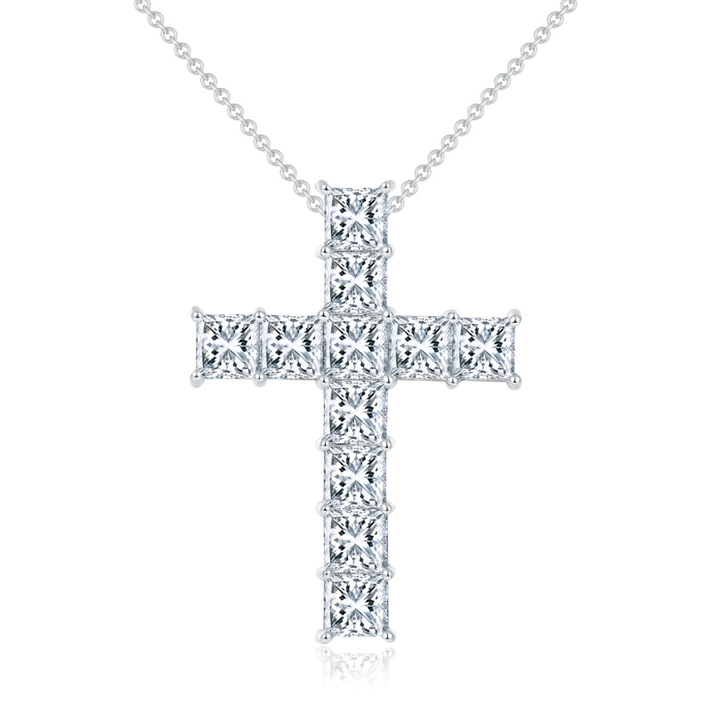 White Princess Moissanite Pendant Necklace 18K Gold Plated S925 Sterling Silver Trendy Ladies Jewelry
