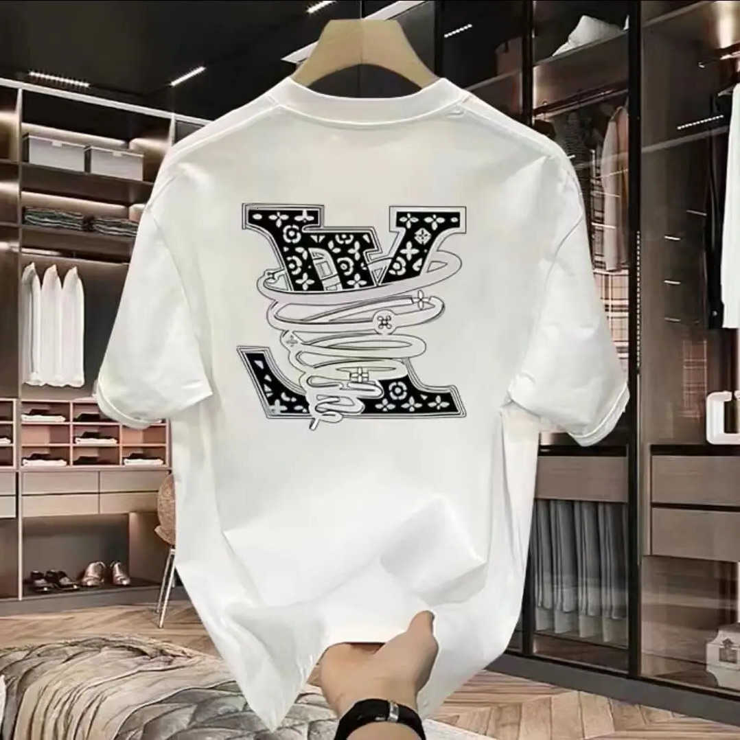 mens New 100 pure cotton luxurious brand letter print LV T-shirt short-sleeved T-shirt high-quality mens clothing streetwear L260609