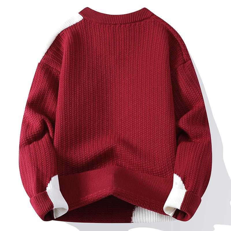 Knitted High Winter Quality Mens Sweater Fashion Patchwork V-Neck Warm Knit Pullovers Men Hip Hop Streetwear Loose Sweaters X260609