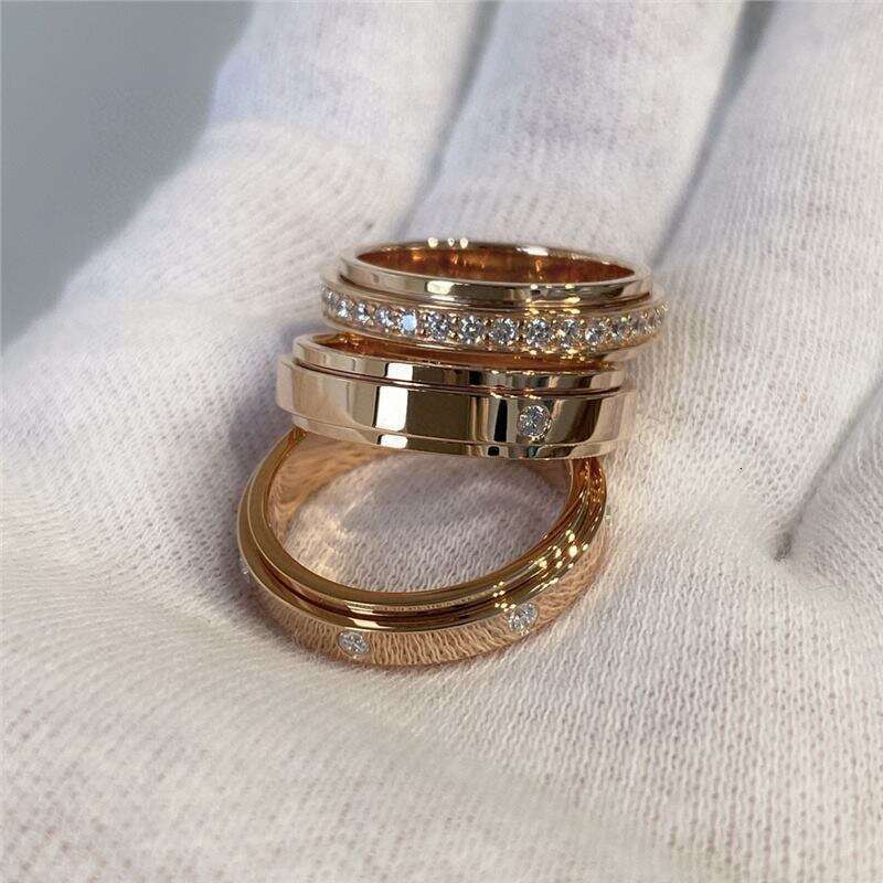 designer ring love carterrings diamond Rose Gold-Plated Silver Ring With Single Diamond And Seven Small Diamonds A Circle Rotatable Trendy Internet