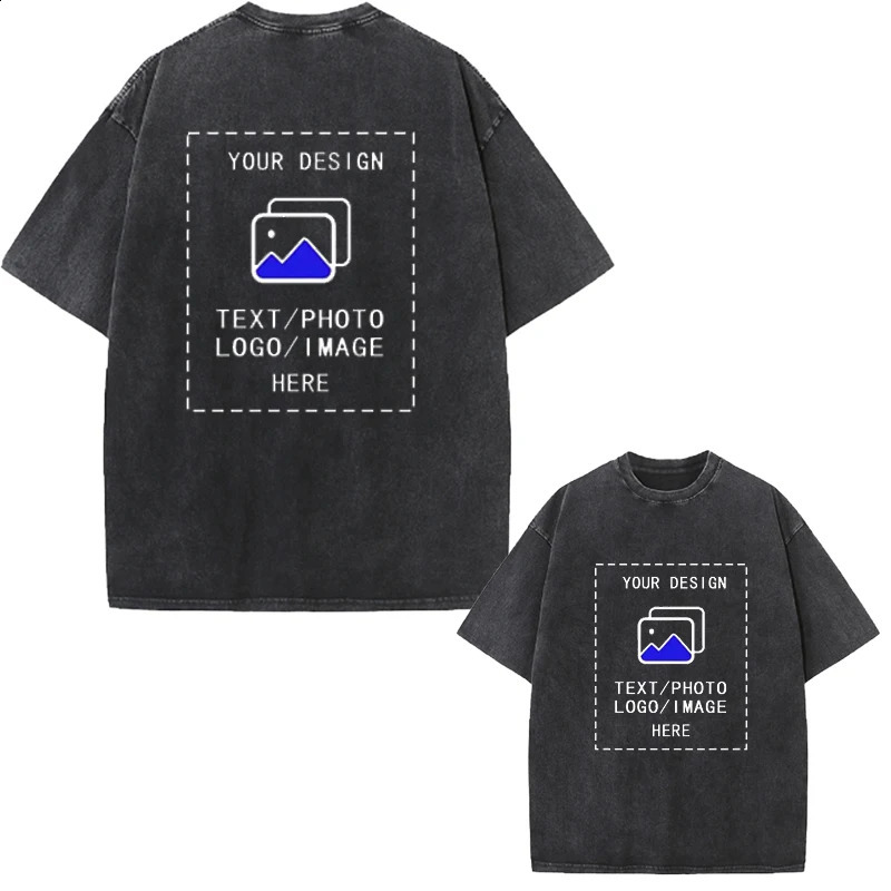 Mens Customized TShirt 100 Cotton Washed Vintage Style Team Gathering Gym Workout Fashion Loose Fit 260609