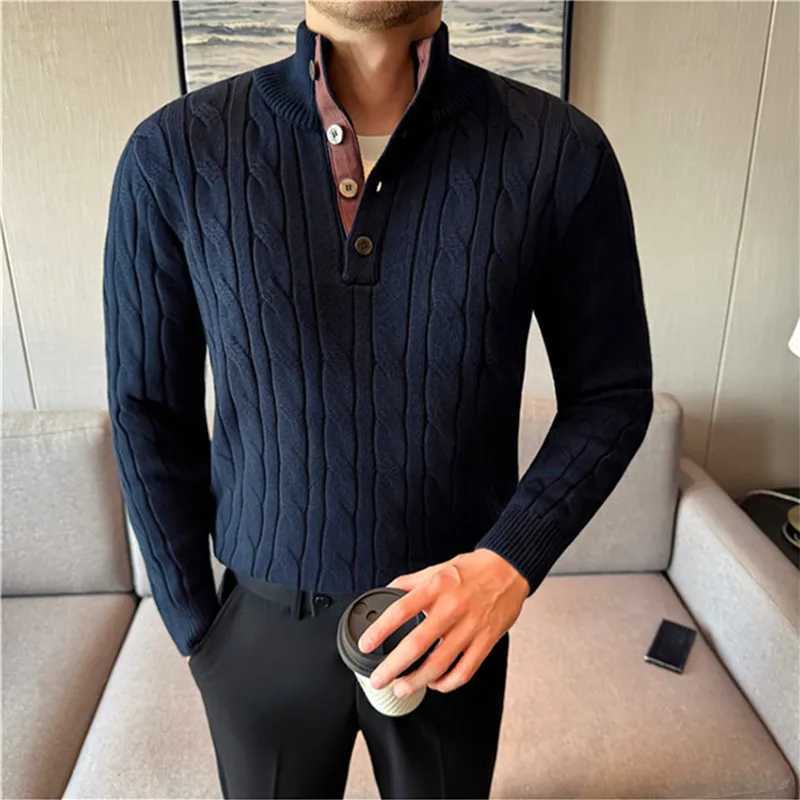 Quality Mens Thick Knitted High Pullovers Winter Wool Sweater Men Smart Casual Warm Knit Sweaters Fashion Stand Collar Pullove X260609