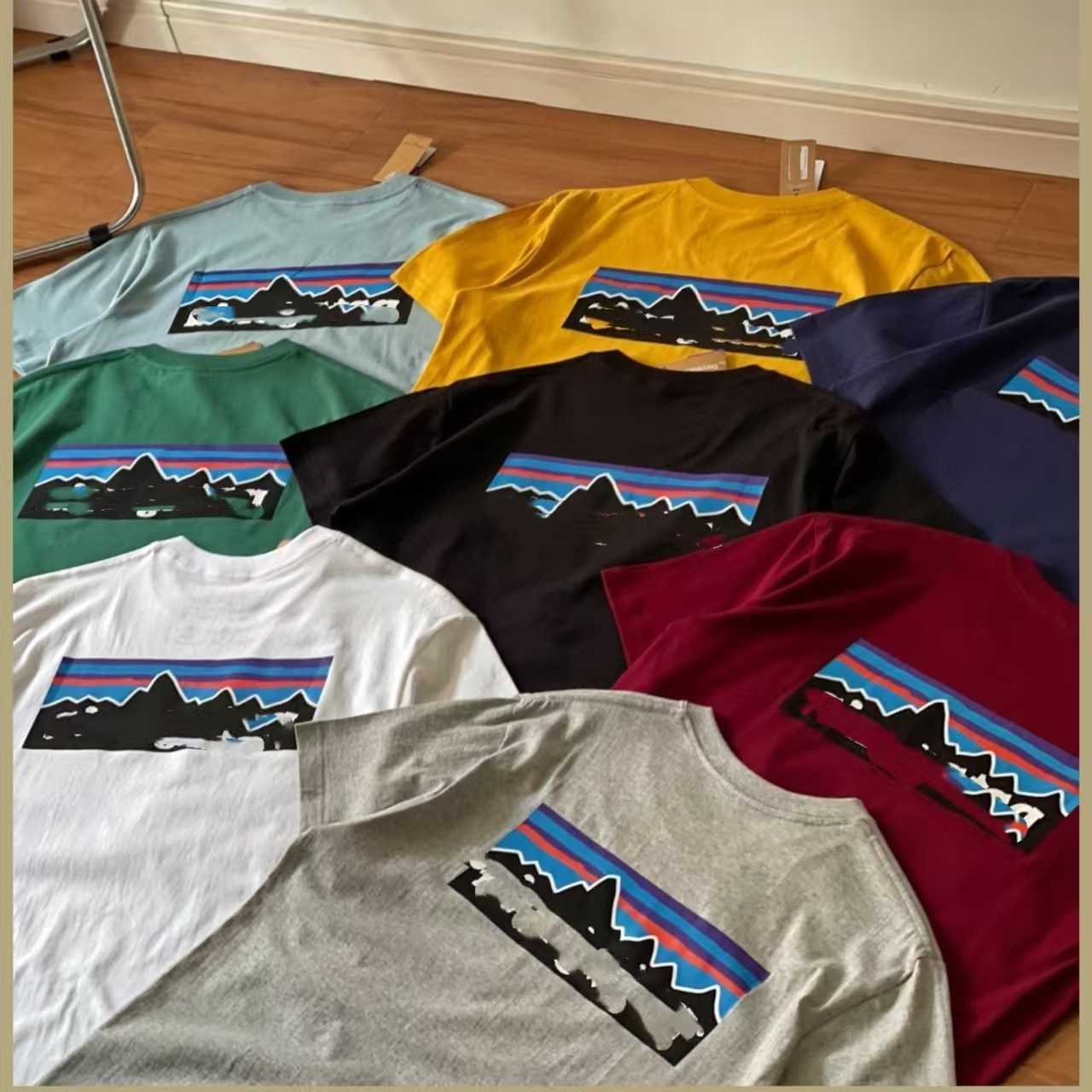 T Shirts Mens High Street 100 cotton Mountain print Tshirts Letters print Casual Summer Short Sleeve Man Tee Woman othSweatshirt Tops Designer T Shi