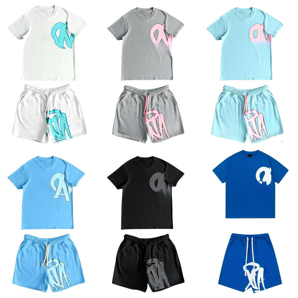 Designer Synawold Shirt Tracksuit Mens Synawold Suits Y2k Set Hip Hop Letter Oversized Graphic Short Sleeve Two Track Suit Summer Men Women Shorts C