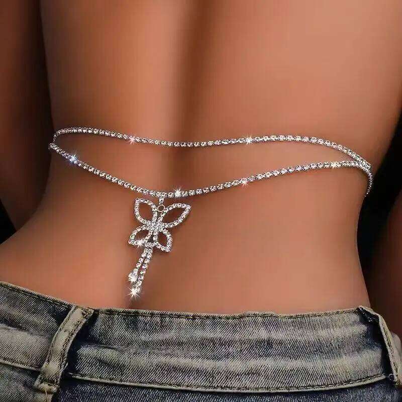 Luxury Rhinestone Double Water Drop Waist Chains Jewelry For Women Crystal Belly Chain Body Decoration Accessory