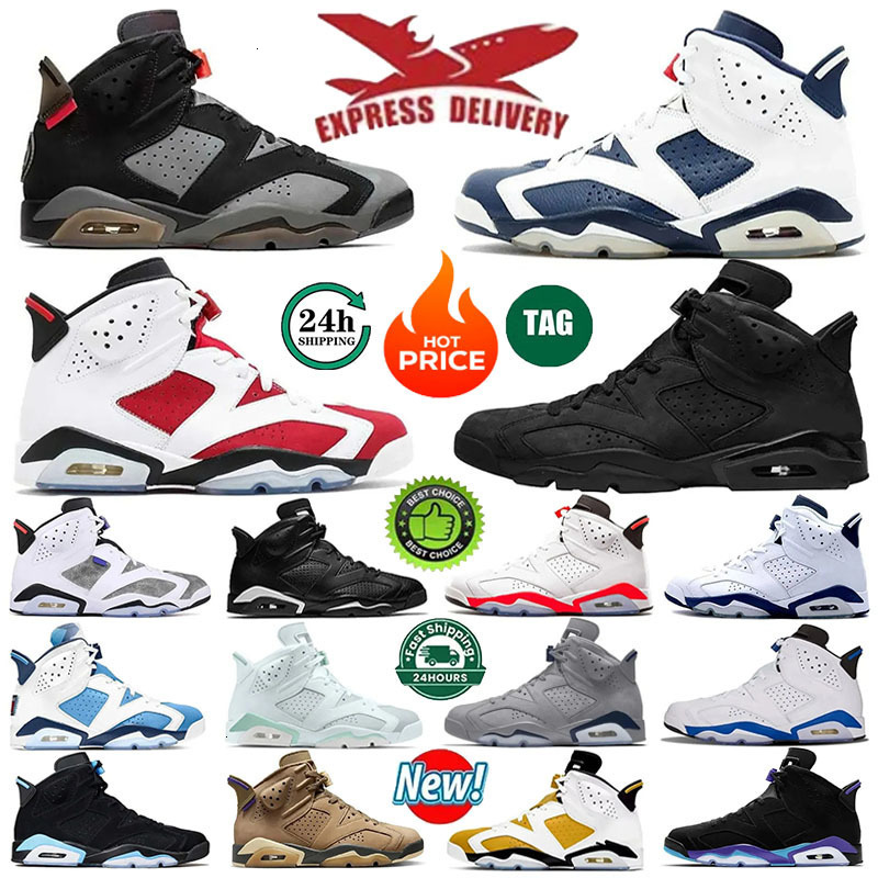 Designer Black infrared 6 Mens 6s Basketball Shoes j6 Carmin Metallic Silver Unc White Toro Bravo British Khaki Midnight Navy Electric Green Carmine