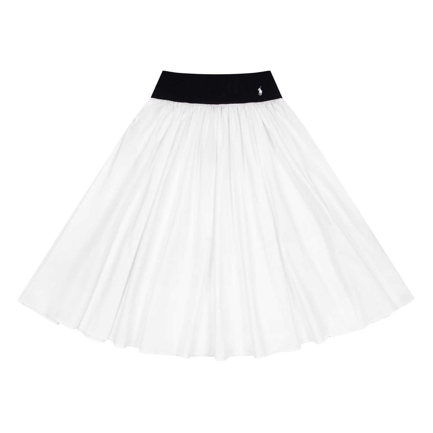 High quality designer clothing High-end new model RL pony logo slim waist A-line long skirt slimming and versatile color-blocked elastic waist midi