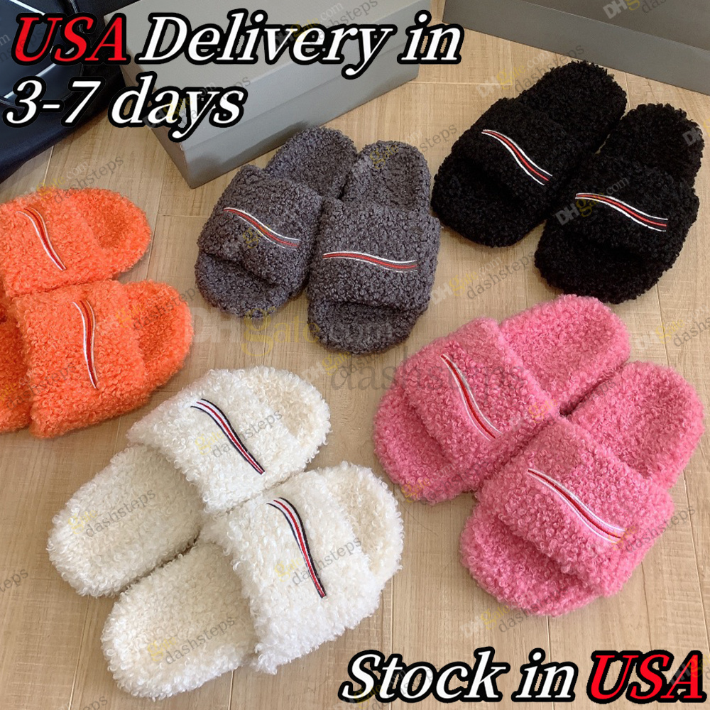 Women Fur Slides Furry Slippers Designer Mules Fall Winter Homewear Slide Men Footwear Paris Luxury Comfortable Fuzzy Flip Flop Fluffy Wool