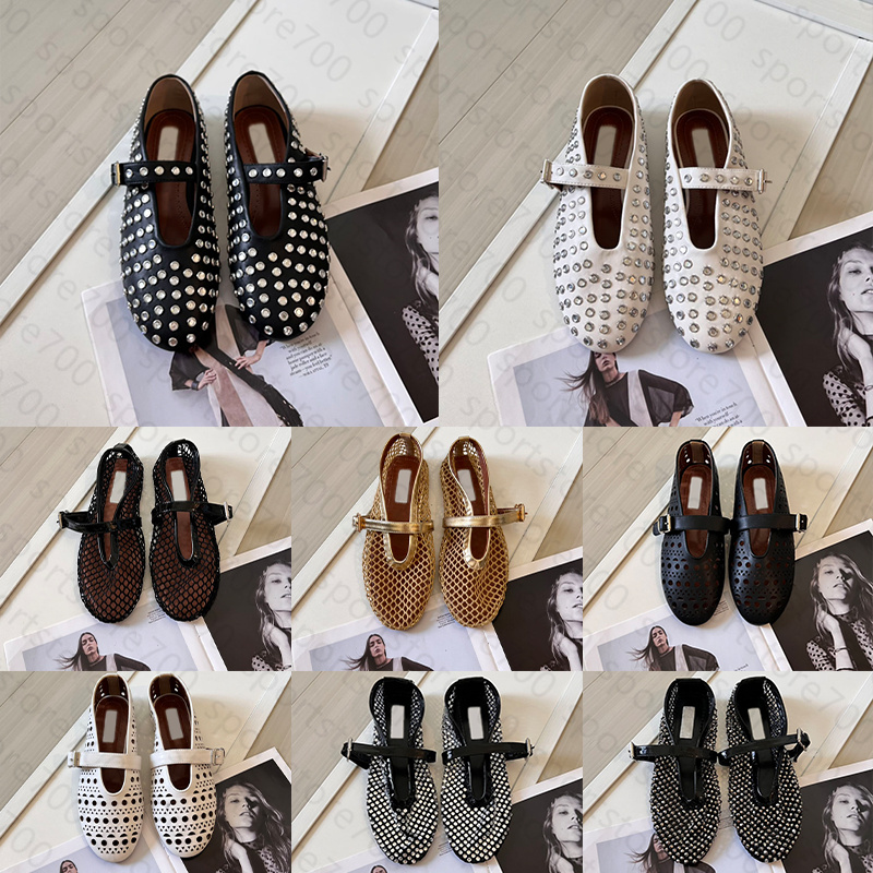 Alaieflats Ballerines en maille chaussures de créateur Alaieshoes chaussures plates en résille de luxe creux plein Rhin pierre résille femmes mai