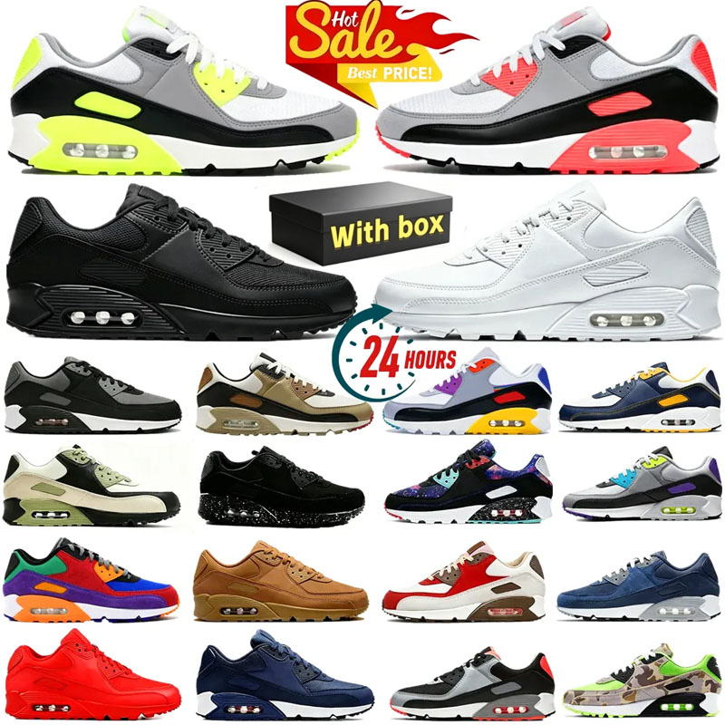 Designer 90 90s Running Shoes OG Triple White Black UNC Wolf Grey Polka Dot Infrared Supernova Total Orange Lahar Escape Hyper Grape Royal 90s Women