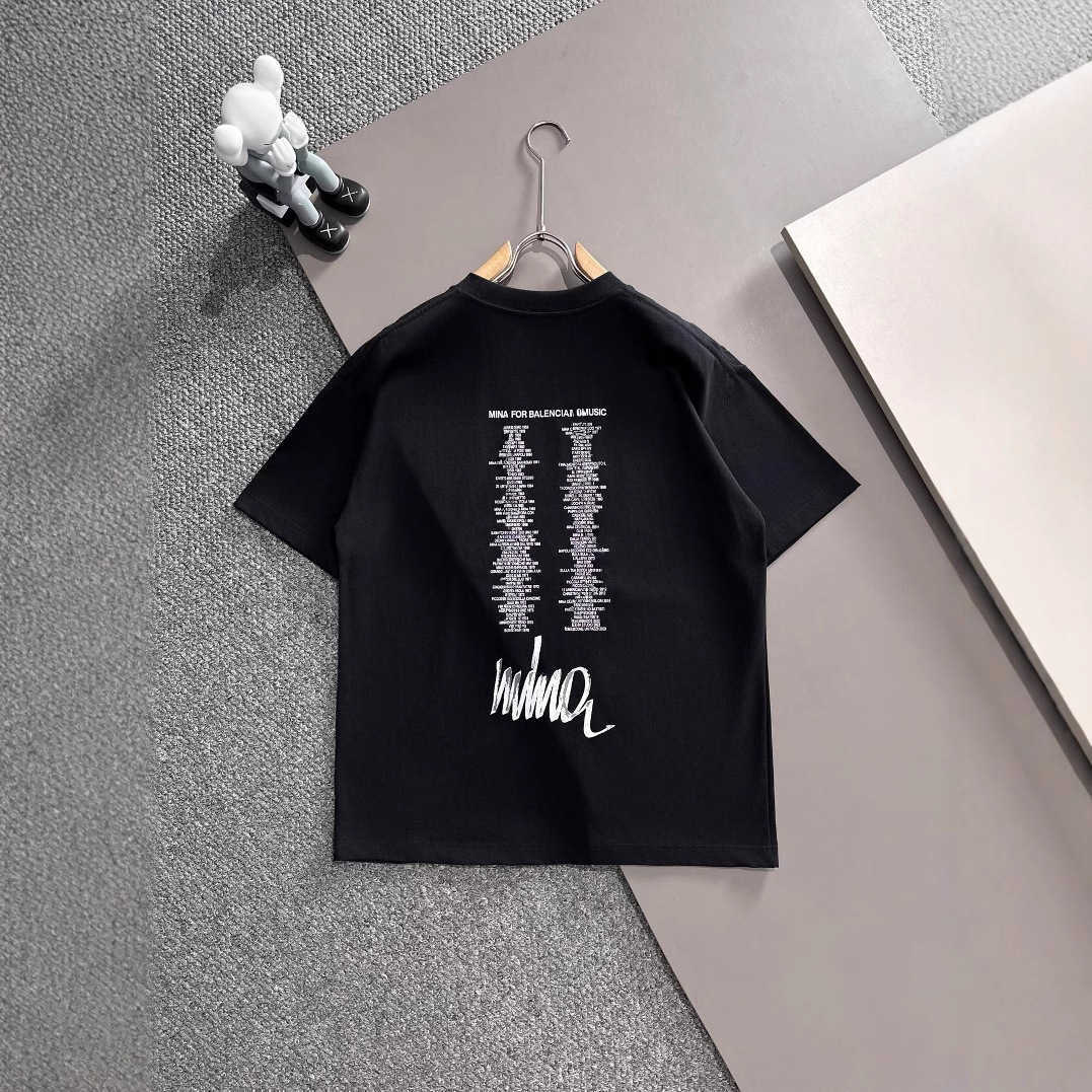 High quality designer clothing B-brand Paris summer new model patterned ink-printed round-neck short-sleeve T-shirt for men and women