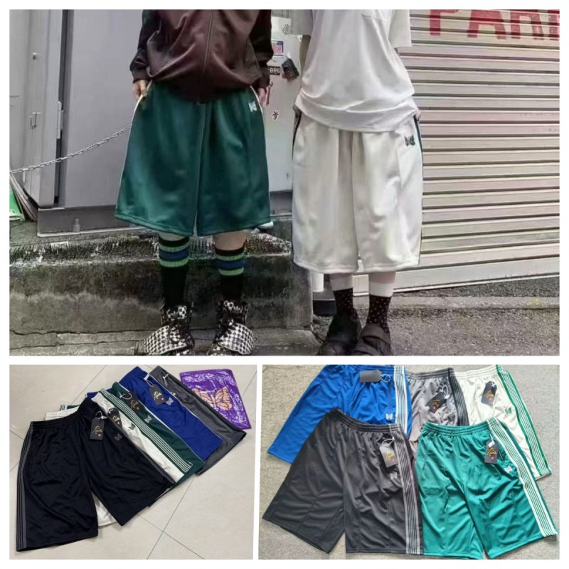 designer shorts Needles Style Butterfly Embroidered 7/8 Track Shorts Men's Loose Baggy Wide Leg Casual Pants High-quality Clothing Free Shippin