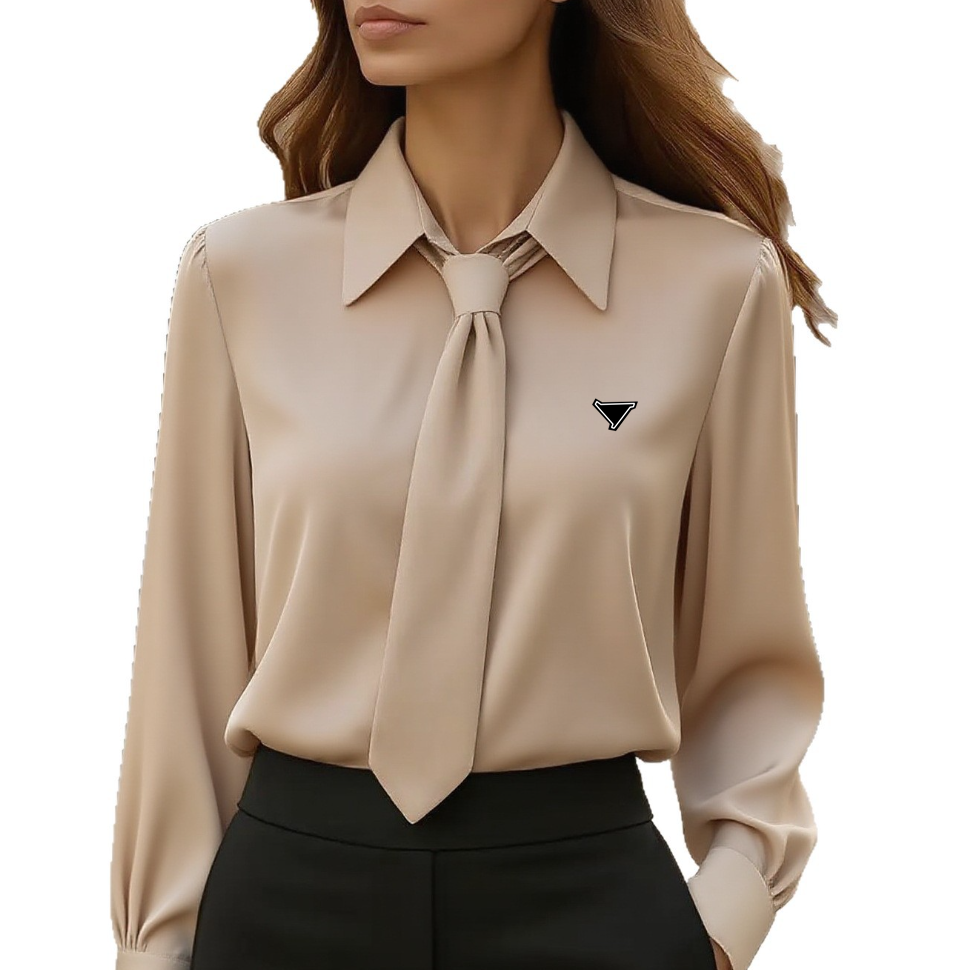 Women Shirt Vintage Long Sleeve Blouse Silk Elegant Womens Tops Commuting Luxury White Autumn Female Clothing
