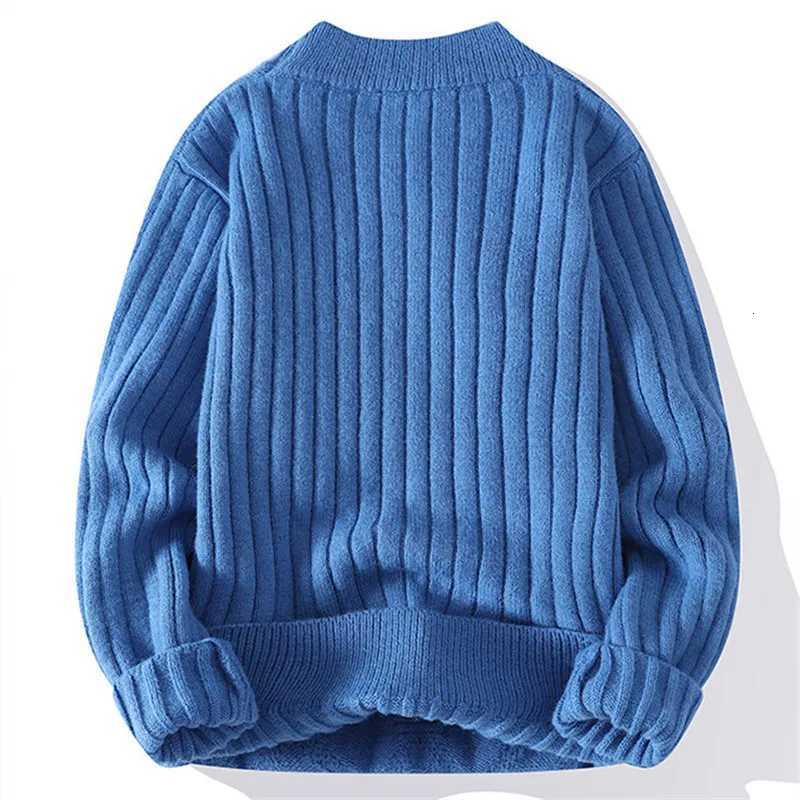 Men Autumn Winter Knitted Sweaters Fashion Casual Knitting Clothing O Neck Blue Black Pullovers Mens Warm Solid Sweater Man X260609