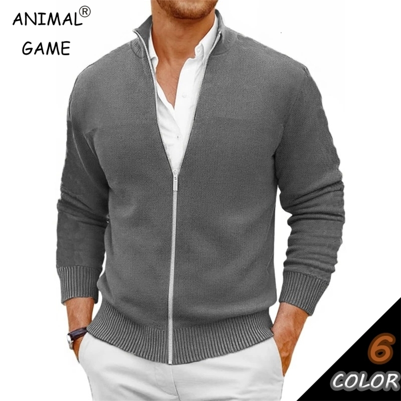 Animal Game Mens Zipper SweaterCoats Slim Fit Sweaters Stand Cold Blouse Knitwear Fall Winter Cardigan Jumper Warm Streetwear 260608BJ ec