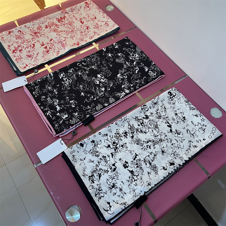 Designer Luxury Satin Square Scarf Black White Abstract Animal Print Elegant Women Fashion Accessory Versatile Neck Wrap Daily Commute Decorative He