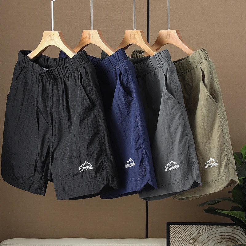 Clothing Summer Thin Mens Outdoor Quick Dry Hiking Shorts Elastic Waist Drawstring Cargo Casual Short Khaki Grey Blue 260609