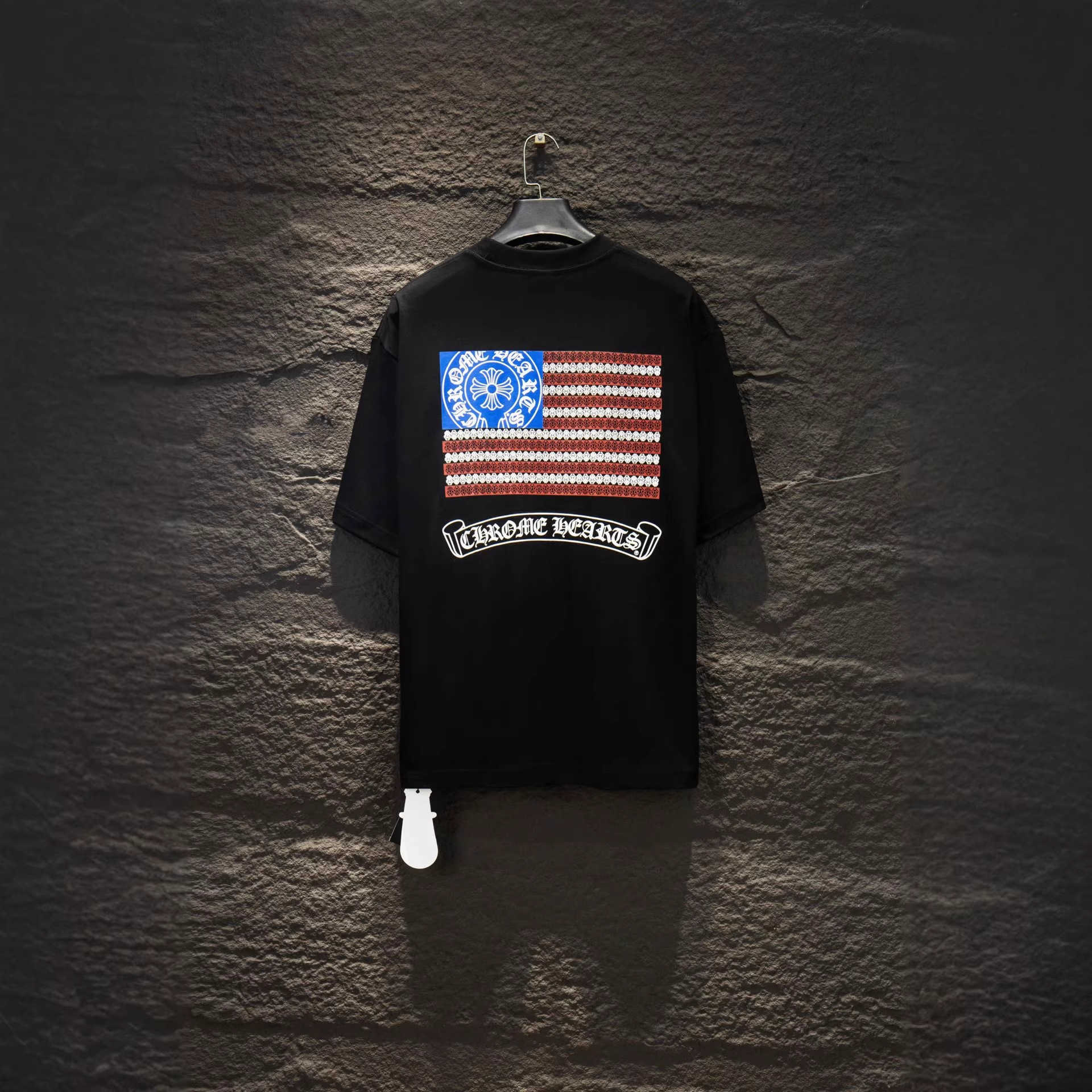 High quality designer clothing Correct version CH Chrome 2026 Summer Sanskrit Flag Print Short Sleeve T-shirt Couple Style
