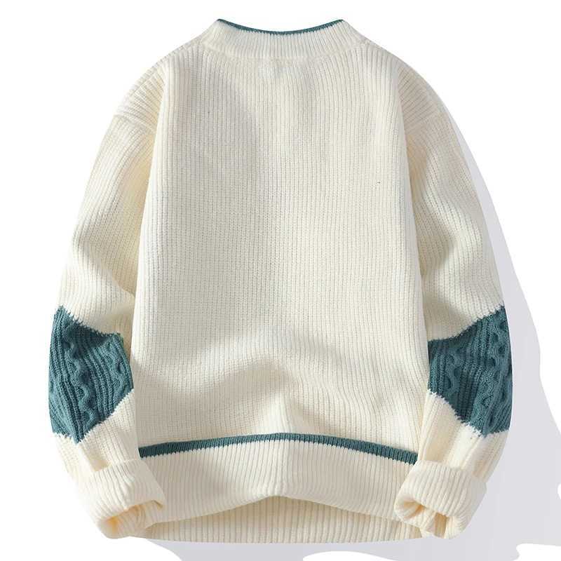 Knitted Neck Mens Sweater Mock Fashion Patchwork Knitting Pullovers Men Autumn Winter Daily Casual Warm Pullover Sweaters Man X260609