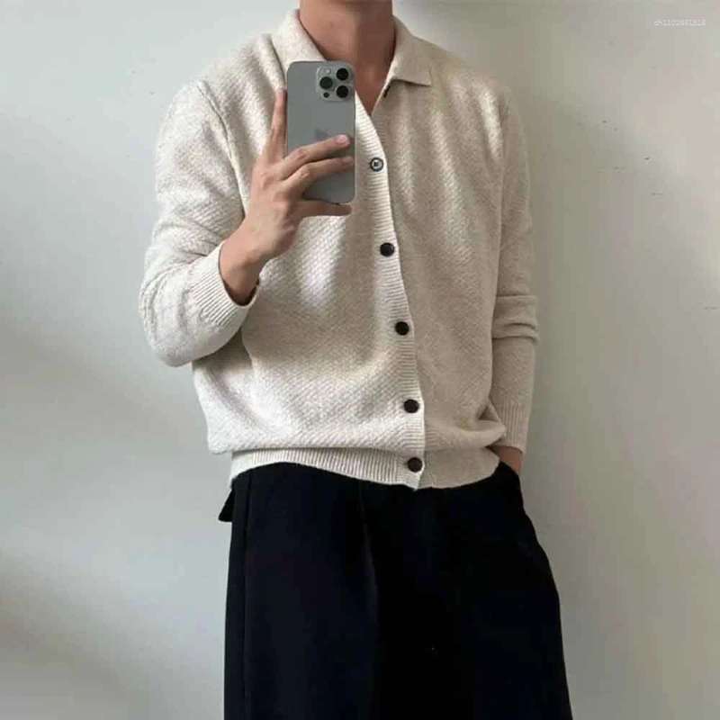Men's Sweaters Mens Autumn Sweater Collared Plain Casual Knitwear Fashion Retro Daily Outdoor Versatile Long Sleeve Top Clothing 2026
