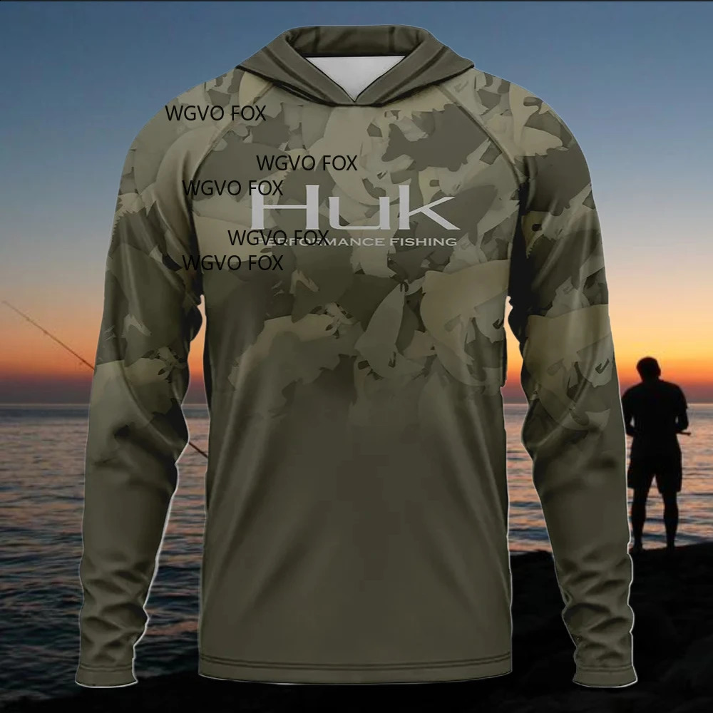 Huk Fishing Shirt UPF 50 Hooded Clothes Summer Sun Protection Hoodie Men Camisa De Pesca 260609