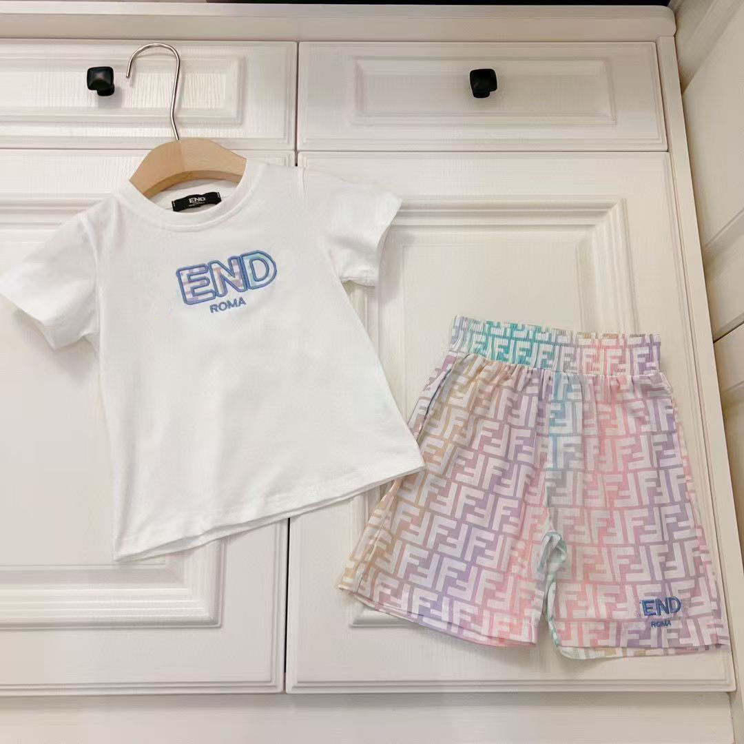 kids designer clothes boys Install a new children's trendy brand western-style short sleeved shorts two-piece set for middle-aged children, han