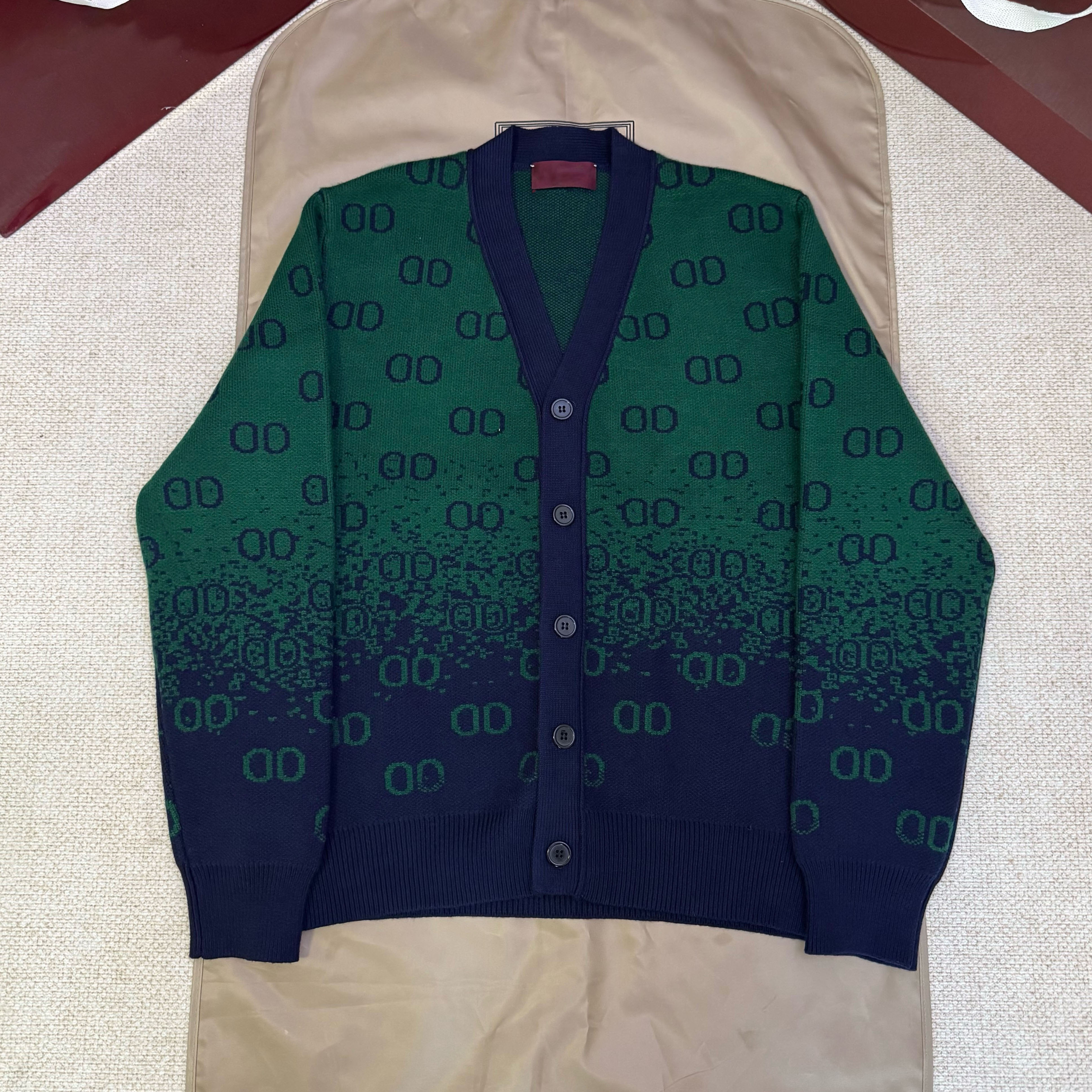 Designer brand high-quality men's sweaters, gradient jacquard knitted cardigans, fashionable casual daily wear, autumn and winter men's an