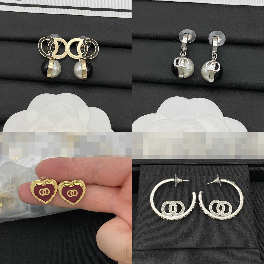 Never Fading Round Designer Ear Stud Earrings Pearl Real Gold Brass Copper Stamp Letter Earring Fashion Womens Elegance Wedding Party Jewelry Access