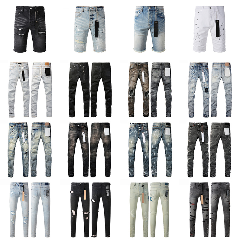 Purples Jeans Designer Jeans Hommes Femmes Pantalons en denim de haute qualité Mode Distressed Ripped Bikers Denim cargo pour Mans Pantalon noir