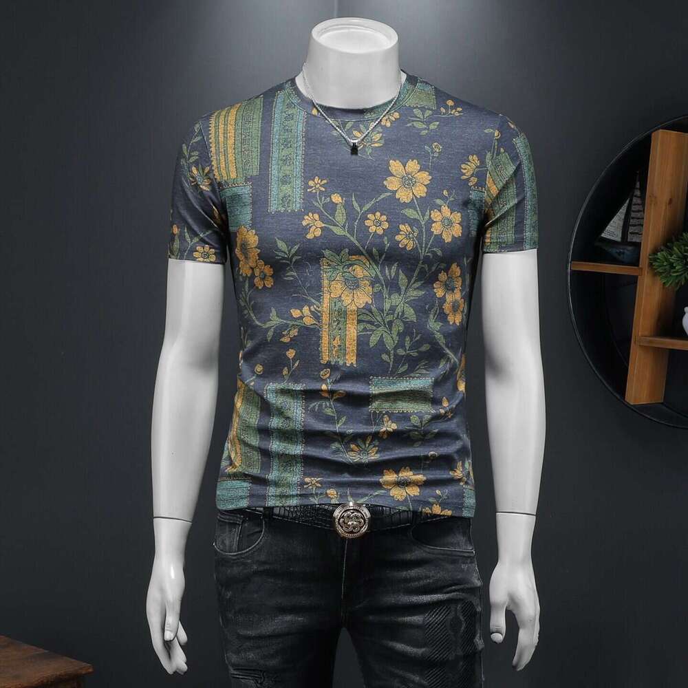 European Station 2026 Summer New Trendy Men's Fashion Casual Patterned Short Sleeve T-Shirt