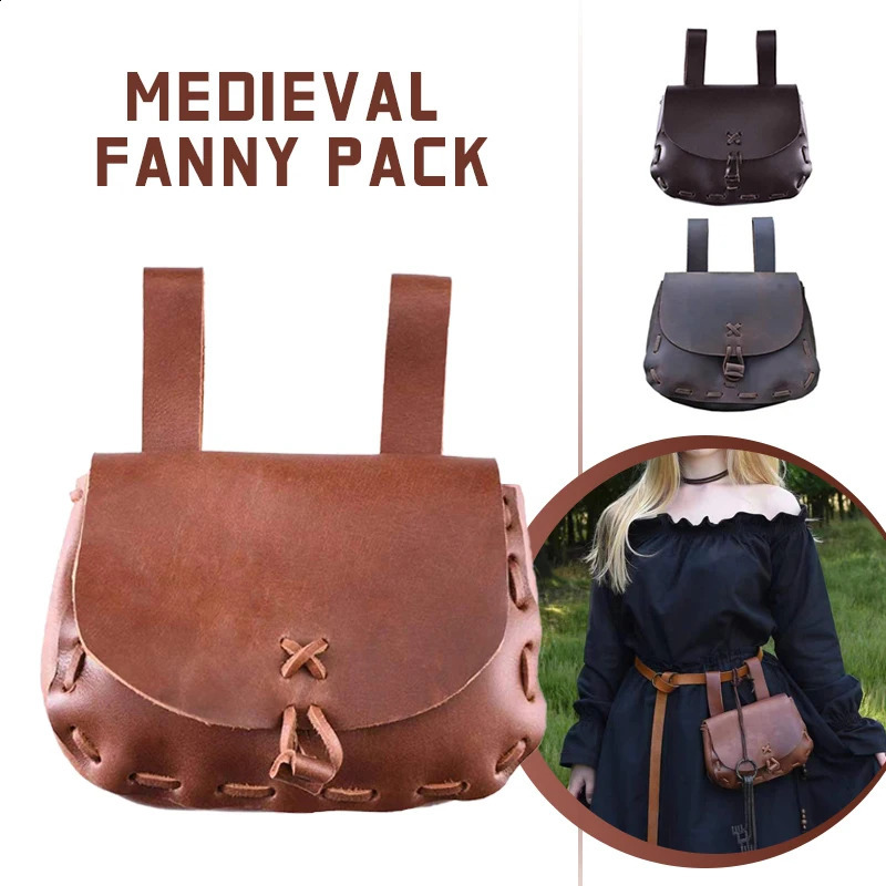 Medieval Punk Retro Waist Bag Renaissance PU Leather Outdoor Belt Bag Wallet Travel Holiday Party Role Play Cosplay Brown Bags 260609