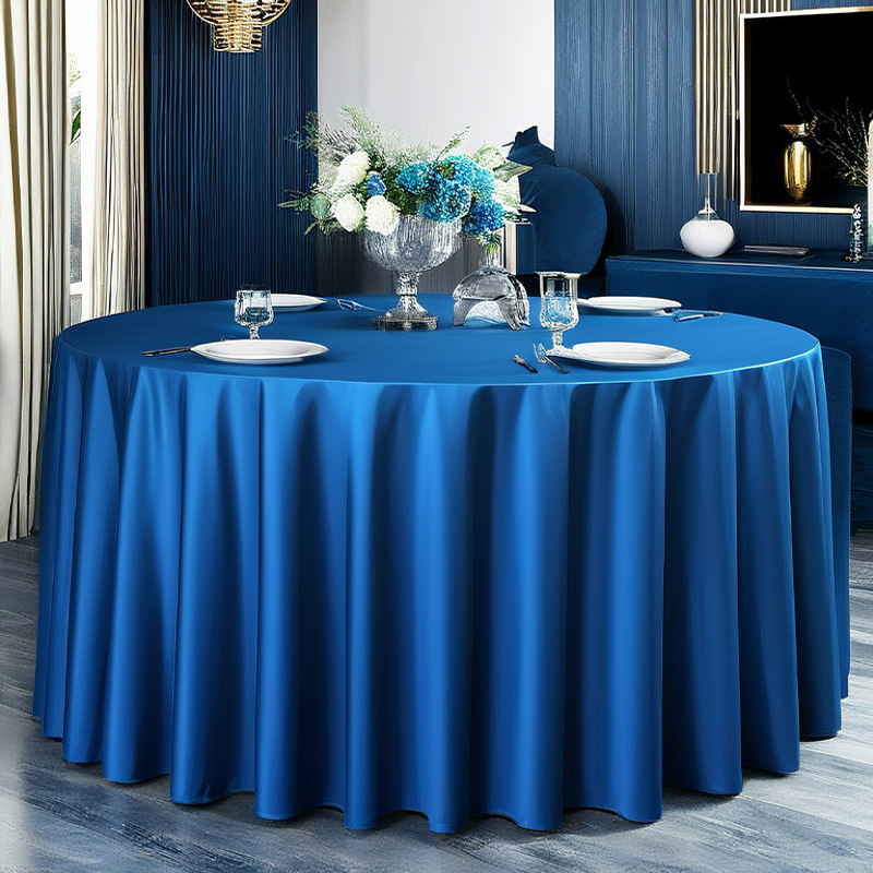 YL-38783 Custom minimalist style thickened satin hotel tablecloth, solid color, high-end round tablecloth.-image-1109943086