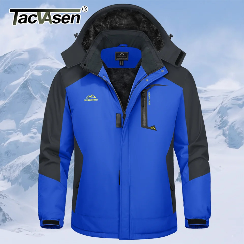 TACVASEN Winter Thicken Coats Mens Ski Snow Jacket Waterproof Fleece Insulated Jackets Outdoor Snowboard Warm Parka Raincoat 260609BJ