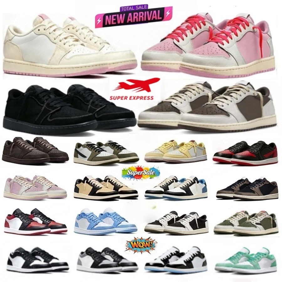 Travis 1s 1 low basketball shoes travi scottt Sail Tropical Pink Shy Pink Reverse Mocha Black Phantom lows outdoor mens trainers designer sneaker-image-996162932