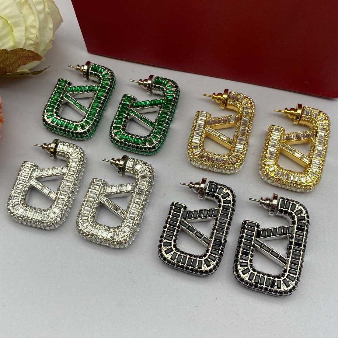 High-end classic designer earrings the highest quality large edition fashion womens green stone/white stone/Black stone/gold 4 colors wedding banque