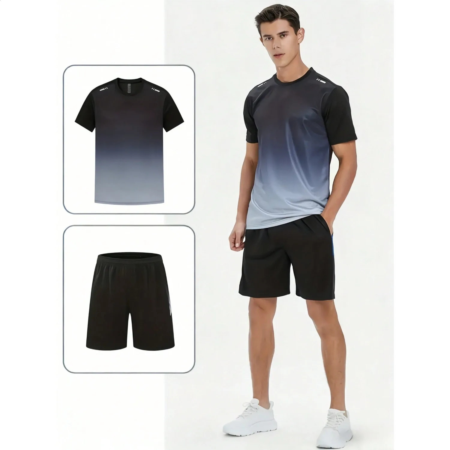 Mens casual sports suit shorts and short sleeves outdoor hiking and park beach travel outfit quick drying and lightweight 260604