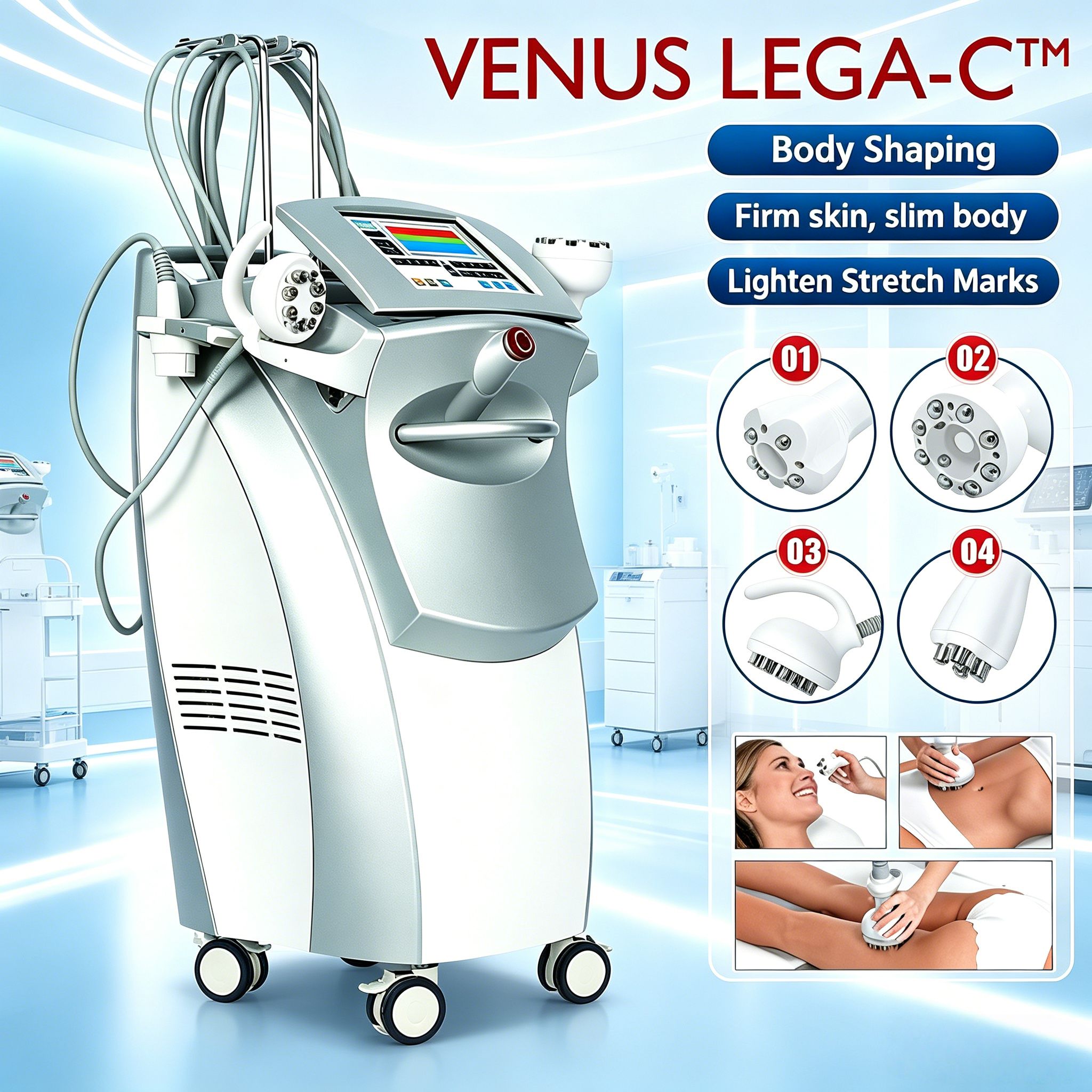 VENUS LEGA C 4D Body Shaping Machine RF Multi Polar Radio Frequency Skin Tightening Equipment Negative Pressure Suction for Face Neck Abdomen Thi-image-1109865723
