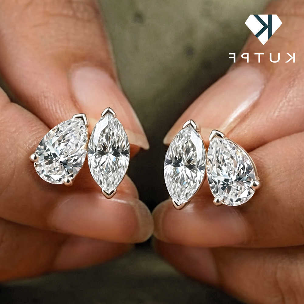 4cttw MarquisePear Cut Moissanite Stud Earrings with Certificate 2Diamond Ear Studs for Women Wedding S925 Silver Fine Jewelry Q260610