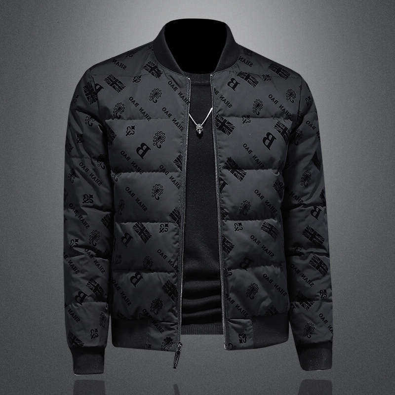 Winter High-End Mens 90 White Duck Stand Collar Flocked Down Jacket Warm Casual Coat Q260610